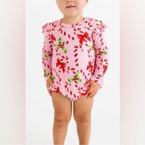 Posh Peanut NWT HELEN RUFFLE LONG SLEEVE BUBBLE ROMPER 12-18 months